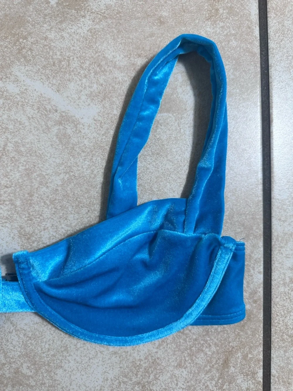 Nasty Gal Turquoise Velvet Bikini Top